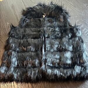 BCBGeneration Black Faux Fur Vest